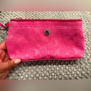 Coach Signature pink clutch wristlet